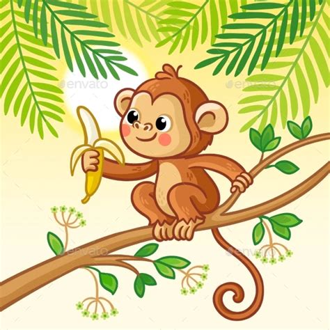 Cute Monkey Eating a Banana