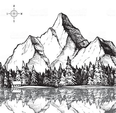 Mountain Range Line Drawing at PaintingValley.com | Explore collection ...