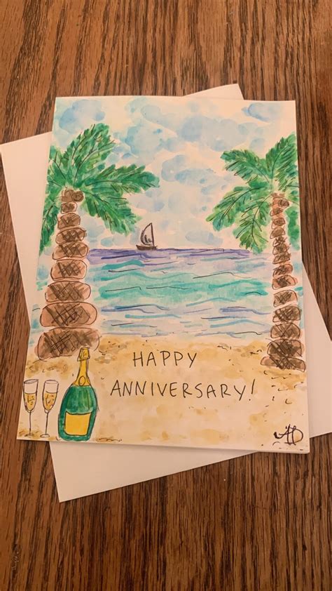 Personalized Anniversary Card Custom Anniversary Card Watercolor ...