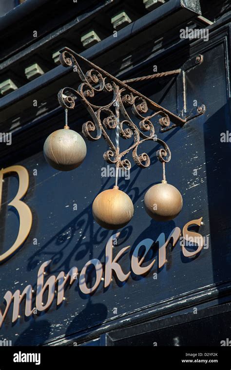 Original “Pawn-broker's sign” or three-ball symbol, symbolic meaning of Lombard, in Blackpool ...