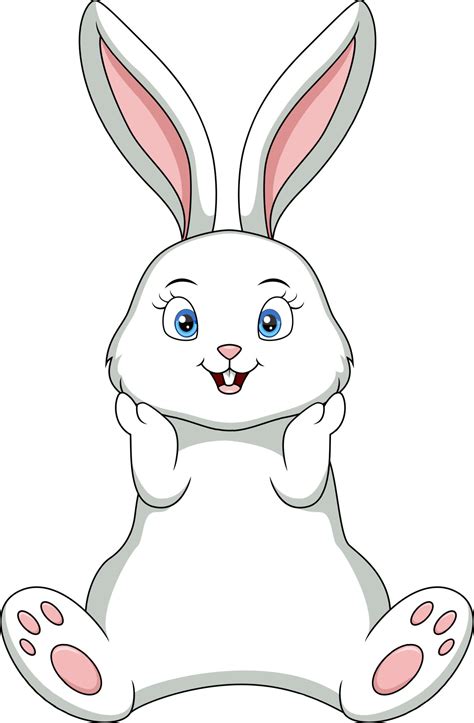 Cute white bunny cartoon on white background 23254131 Vector Art at ...