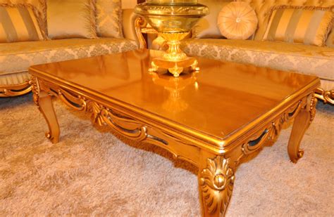 Gold glossy-finish coffee table ⋆ Luxury Antonovich Home KA Furniture