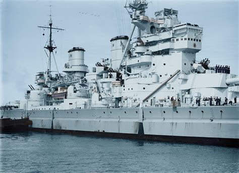 A closeup of the British battleship HMS King George V, while serving in the Pacific, 1945.[3939 ...