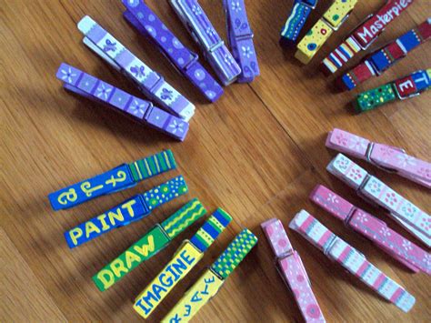 Clothespin display kids art wall hanging. $10.00, via Etsy. OR paint clothespins and put magnets ...