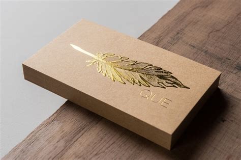 Gold Foiled Business Card on Kraft Paper, Embossed Business Cards, Visting Cards, Paper Business ...