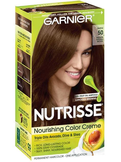 Nutrisse Ultra Crème Medium Natural Brown 50 | Garnier hair color, Esalon hair color, Medium ...