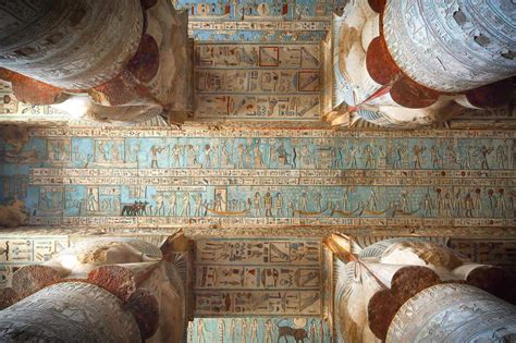 The ceiling of the Hathor temple the God of the sky, love and beauty ...