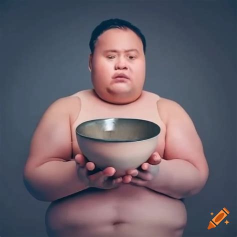 Man holding multiple small bowls in the kitchen on Craiyon