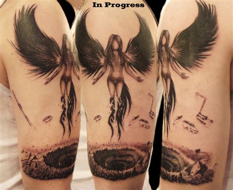 Fallen Angel Tattoo On Back