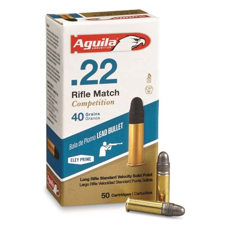 Aguila Rifle Match Competition, .22LR, LRN, 40 Grain, 50 Rounds - 719712, .22lr Ammo at ...