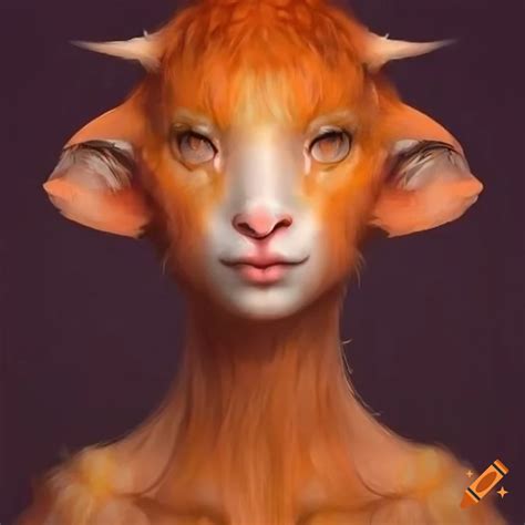 Detailed reference sheet of a female orange sheep furry