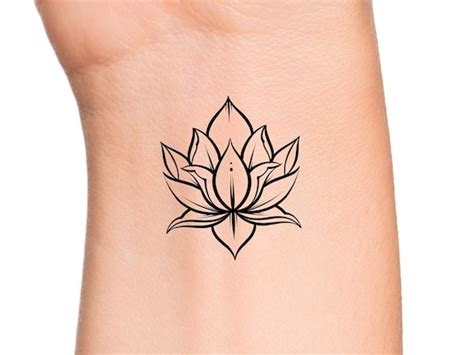 Lotus Outline Temporary Tattoo / Floral Tattoo / Flower | Etsy