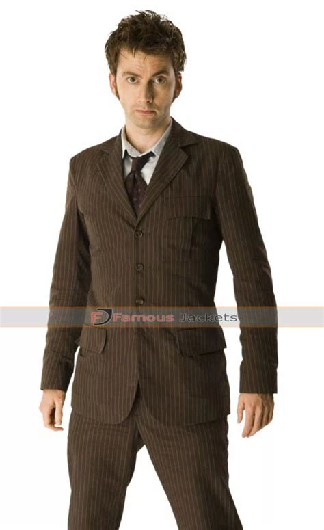 David Tennant Doctor Who Pinstripe Brown Suit - Famous Jackets