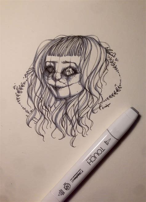 Inktober day two - Creepy doll (Im so far behind :0 Art by: Giselle (G Cat). | Creepy dolls ...