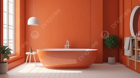 Modern Bathroom Mockup With Vibrant Orange Walls A 3d Rendered ...