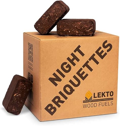 Lekto Woodfuels Night Briquettes - 20kg (20 Briquettes), Up to 8 Hour ...