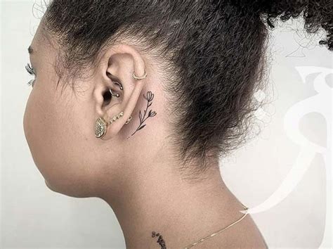 Lotus Flower Tattoo Behind Ear | Best Flower Site