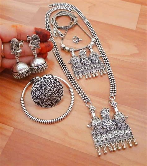 Buy Trending German Silver Oxidised Jewellery Set, Indian Jewellery Set ...