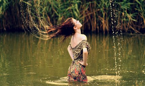 Free Images : water, nature, forest, girl, woman, sunlight, flower ...