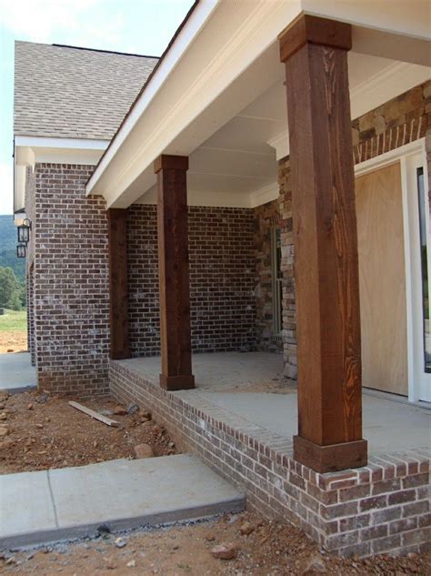 Love these thick, stained porch columns. | Porch remodel, Porch design, House exterior