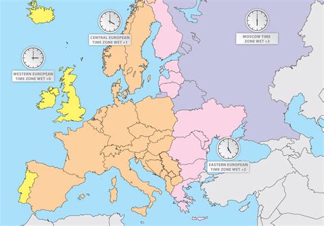 Time Zones Of Europe Europe Map Vector - Download Free Vector Art ...