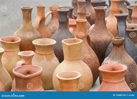 Clay jugs stock image. Image of natural, pitcher, mouth - 16800753