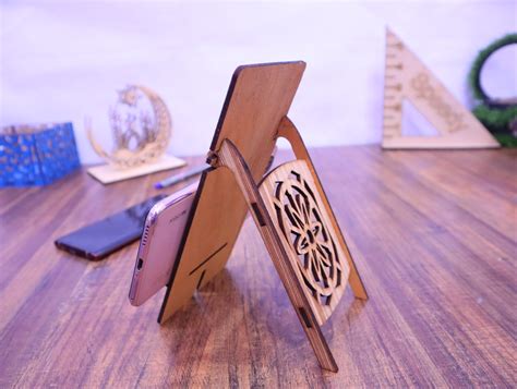 Laser Cut Wood Desk Phone Stand SVG DXF CDR AI PDF Free Download - 3axis.co