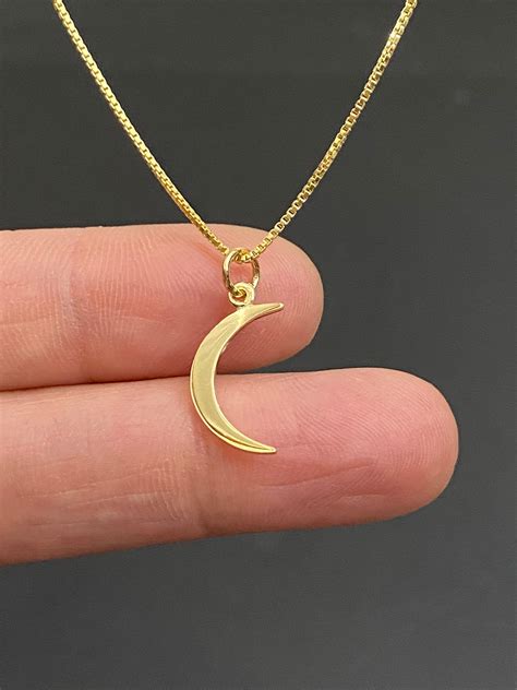 Gold Moon Necklace Small Moon Charm Pendant Celestial Dainty | Etsy