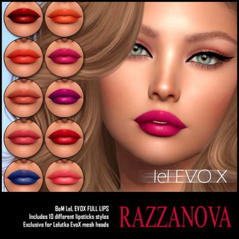 Second Life Marketplace - RazzaNova leL EvoX MakeUp - Full Lips - Lipstick Pack