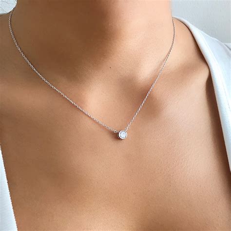 Solitaire Diamond Necklace Diamond Necklace Floating | Etsy