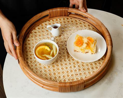 Rattan Tray Round Coffee Table Serving Tray Handwoven Basket - Etsy