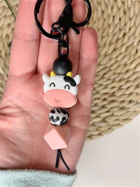 Cow Print Keychain / Pink Cow Keychain and Cow Print / Bag - Etsy