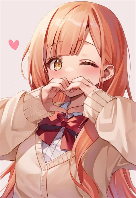 Girl, blush, gesture, heart, love, anime, HD phone wallpaper | Peakpx