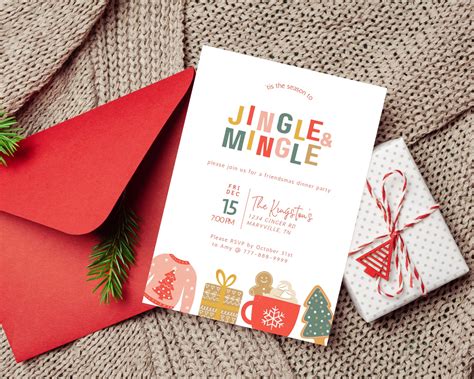 Jingle and Mingle Invitation Holiday Party Invite Template - Etsy