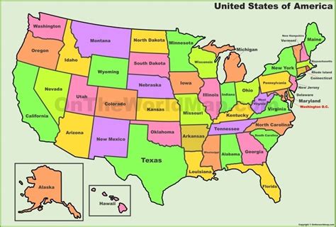 USA States Map | List of U.S. States | U.S. Map - Ontheworldmap.com