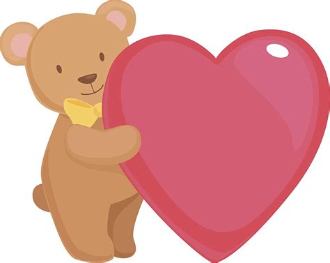 Teddy Bear Hugging Heart Drawing