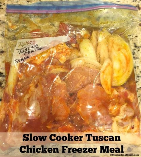 Slow Cooker Tuscan Chicken Freezer Meal | Recipe | Chicken freezer meals, Slow cooker freezer ...
