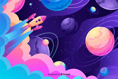 Fondo espacio colorido degradado con un cohete | Descargar Vectores ...