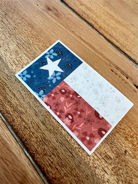 Texas Flag Sticker Texas Floral Flag Sticker Texas Pride - Etsy