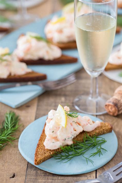 Swedish Shrimp Salad Skagenröra on Rye Toast • Electric Blue Food