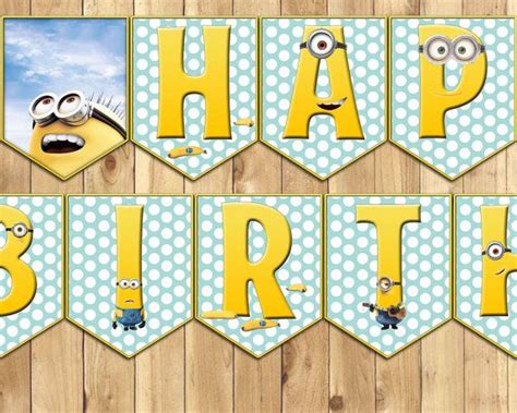 Minions Birthday Banner - Despicable Me Birthday Banner - Download Print Customiz… | Happy ...