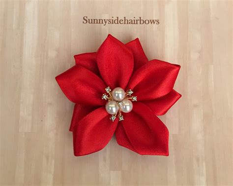 Red Flower Hair Bow Red Hair Bow Clip 3 Inch Red Hair Bow - Etsy