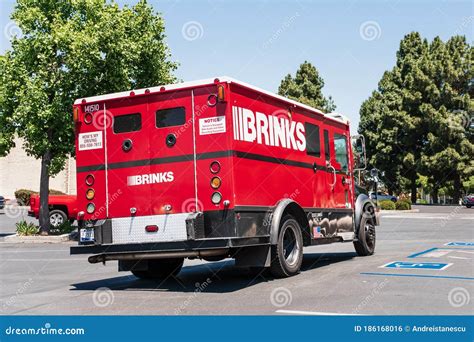 May 21, 2020 Sunnyvale / CA / USA - Brinks Armored Truck Safely Transporting Cash; the Brink`s ...