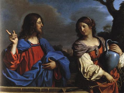 Christ And The Samaritan Woman At The Well Painting | Guercino Oil ...