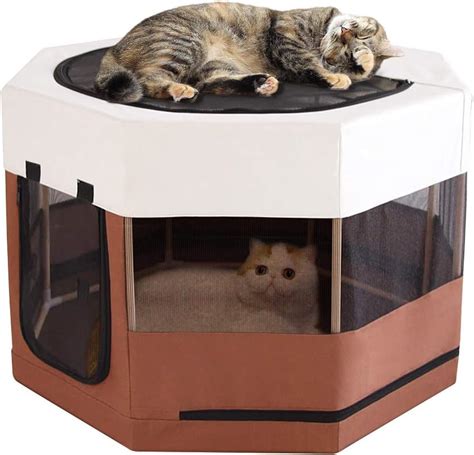 Meow&Woof Cat Playpen for Small Animals Wood Frame Cats Cage Indoor ...