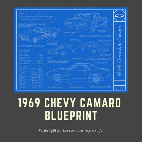 1969 Chevrolet Camaro blueprint poster 18x24 JPEG | Etsy | Camaro ...