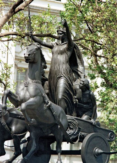 Queen Boudicca and her daughters. This statue can be found alongside ...