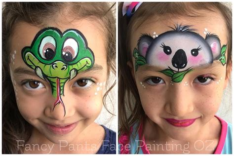 Snake face paint and koala face paint | Shark face painting, Girl face painting, Face painting