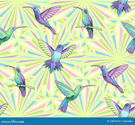 Hummingbirds pattern stock vector. Illustration of elegant - 128576101