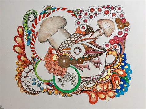 Zentangle Mushroom Art, Fungus Art, Mushroom Drawing, Colored Zentangle, Ink Colored Pencils ...